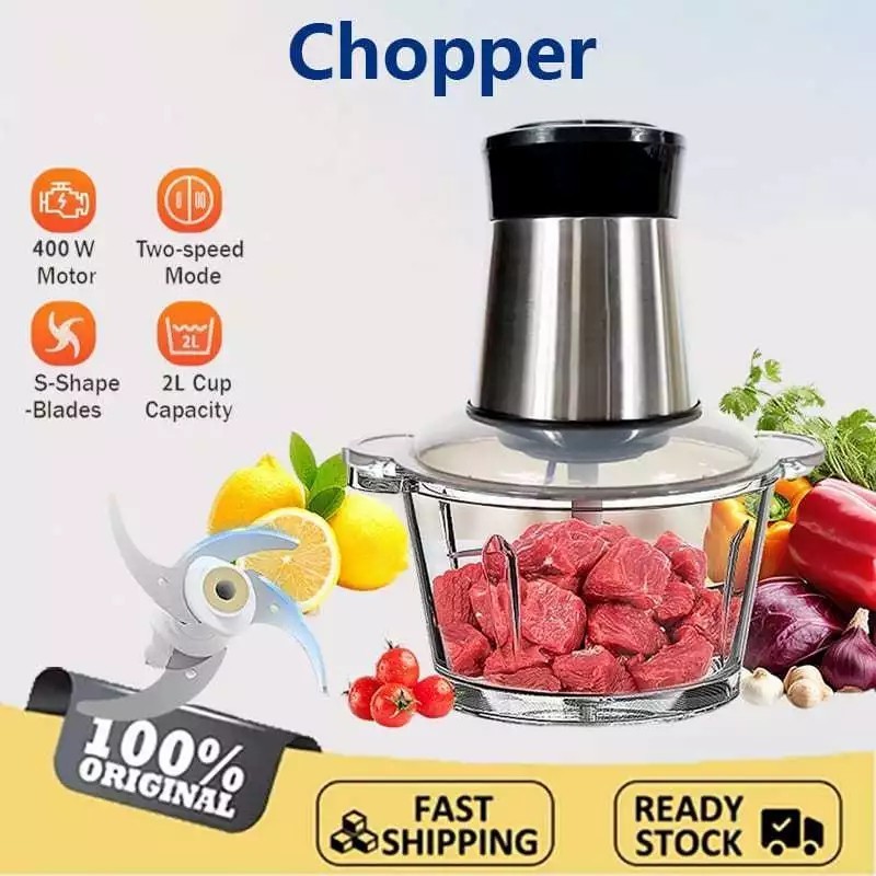 Philips Food Chopper 400W 2L Dual Speed Blade Chopper Daging Dan Bumbu Original Blender Bumbu Dapur 
