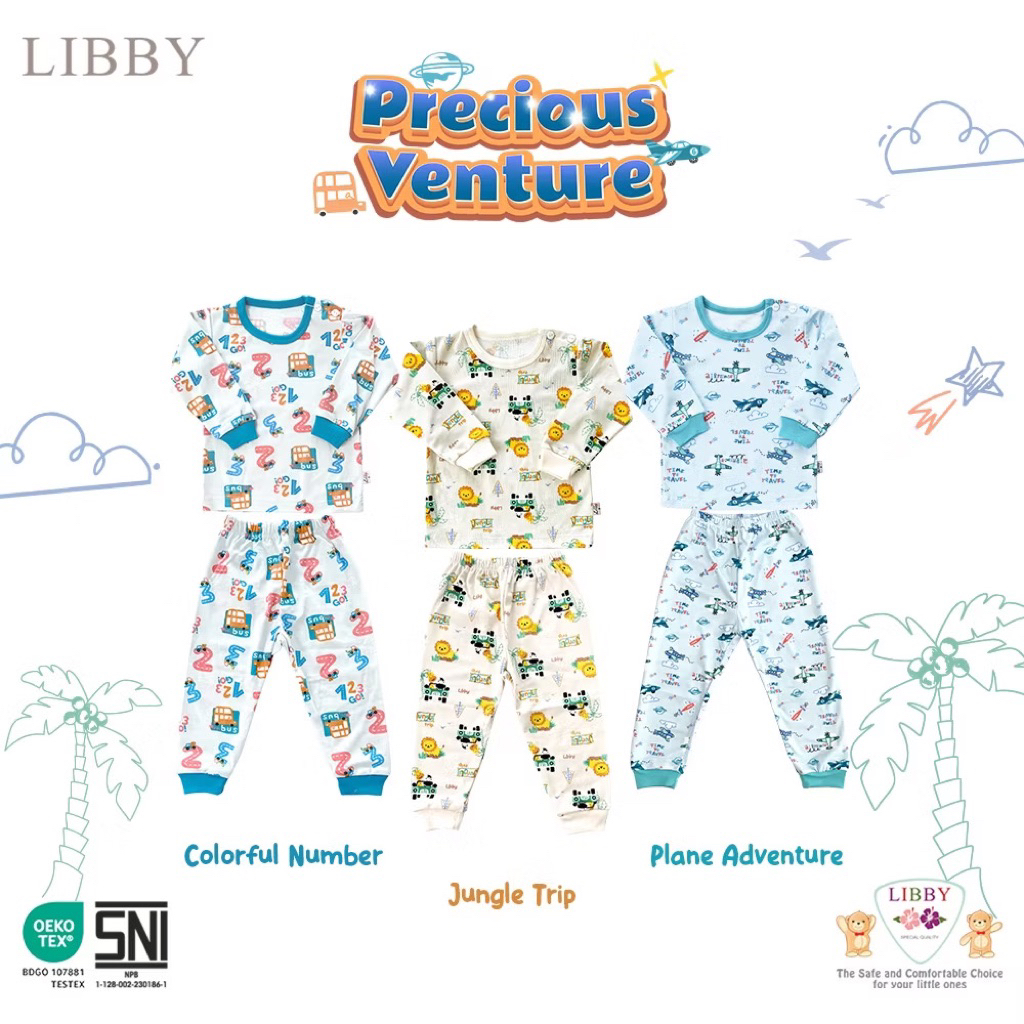 3Pcs Setelan Libby Baby Panjang / Lengan panjang celana panjang / Libby Baby motif karakter
