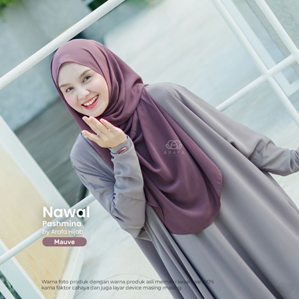 Pashmina Nawal Jumbo L Baby Doll Premium  Kerudung Terlaris Ringan Lembut Flowy Syari Deep Taupe Mau