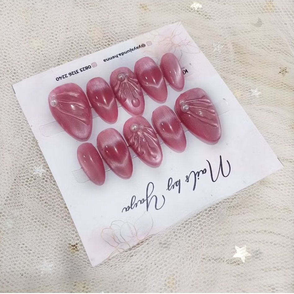 Kuku pink Nude Cat eye premium/press on nail cat eye/kuku wedding/nail cat eye/nail engagement/nail 