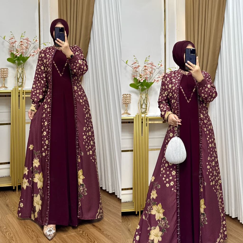 Fiky Dress Premium Gamis Biba Mix Ceruti Elegan Terlaris Gamis Cantik