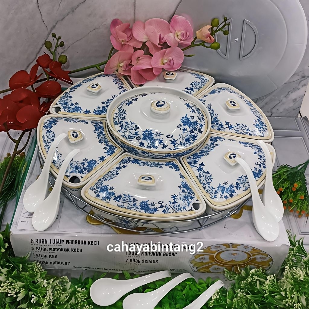 (Packing Kayu) Prasmanan Putar 19 Inch Keramik Vicenza 412 (Ukuran Jumbo)