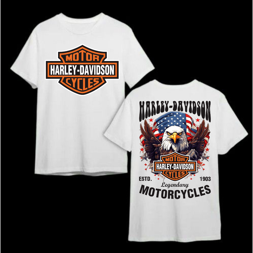 sreg kaos putih harley davidson Burung Elang Amerika Kaos Katun Kombet 24s