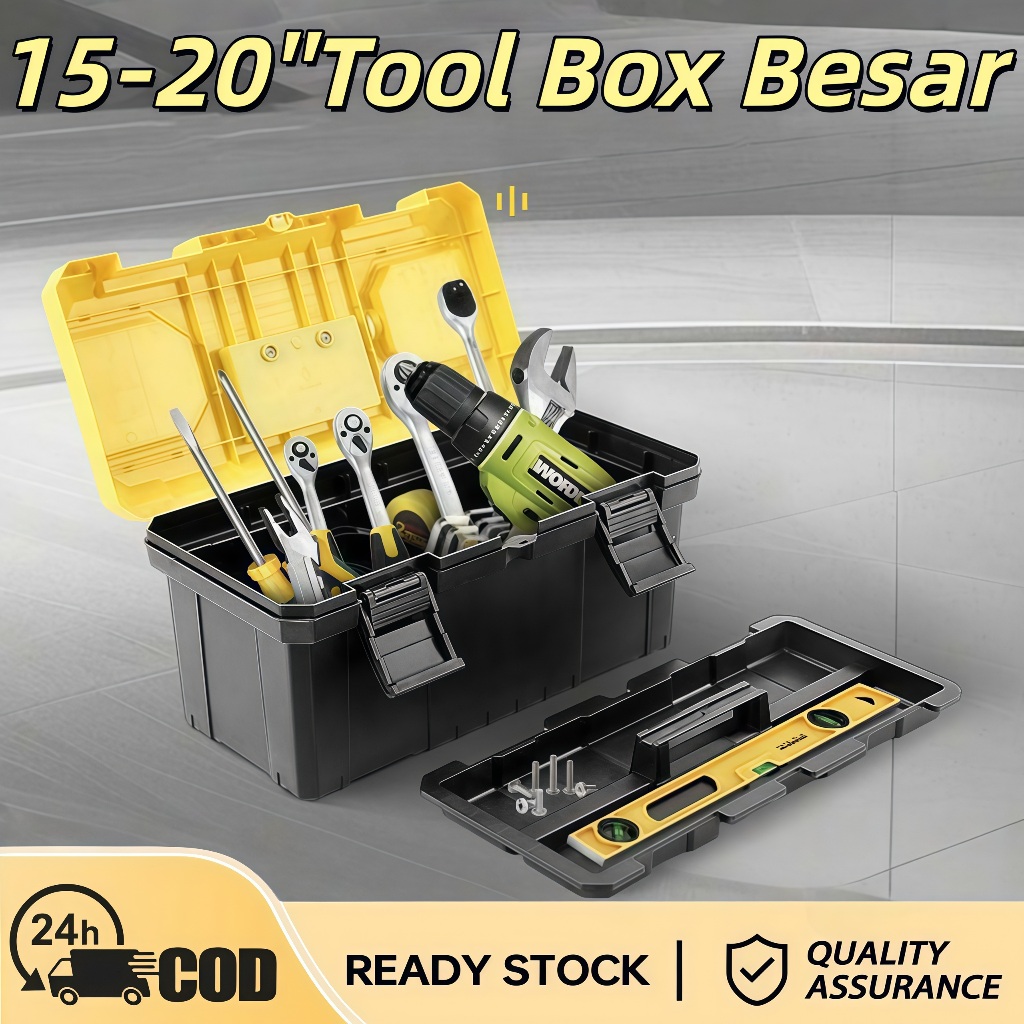 Tool Box Besar PP/15-20"kuning Tool Box/Kotak Alat hitam Baja/Tool Box