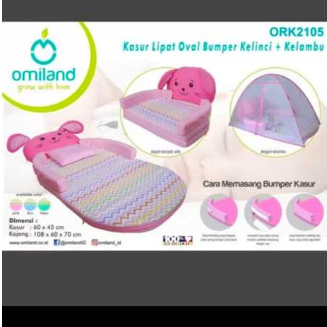 CUCI GUDANG Kasur Lipat Bayi Omiland OVal Bumper Kelinci+Kelambu ORK 2105