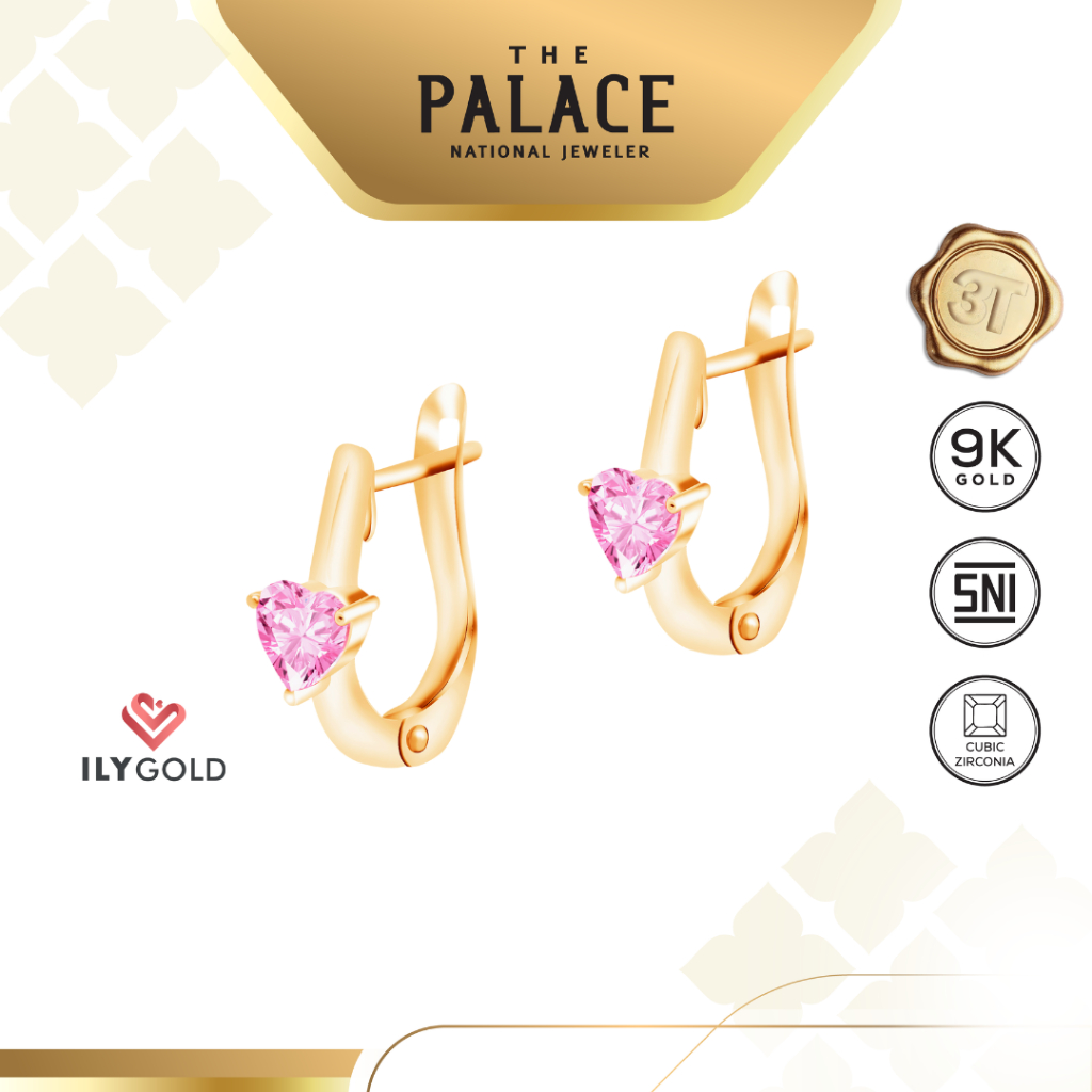 ILY GOLD La Vie en Rose - Heart Solitaire Earrings / Anting
