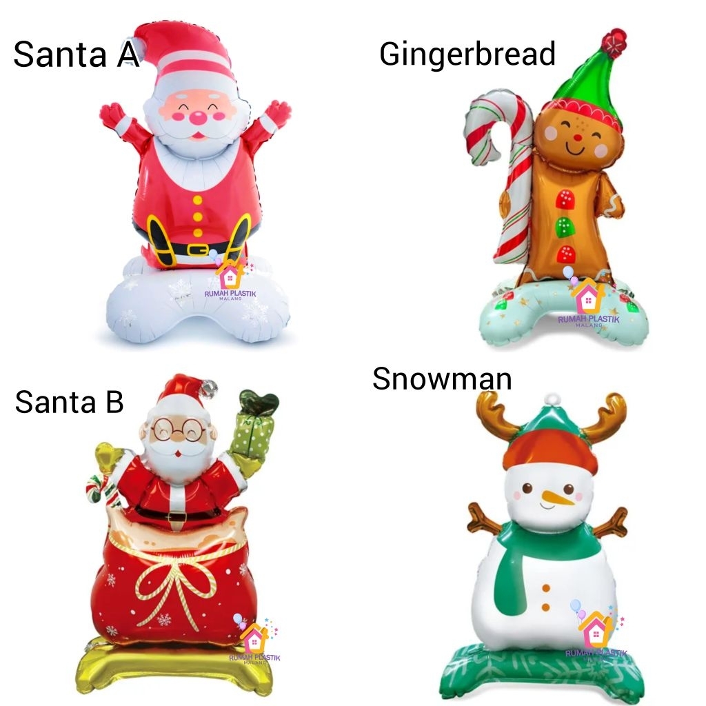 BALON FOIL STANDING NATAL KAKI snowman manusia salju santa claus merry christmas kado gift present g
