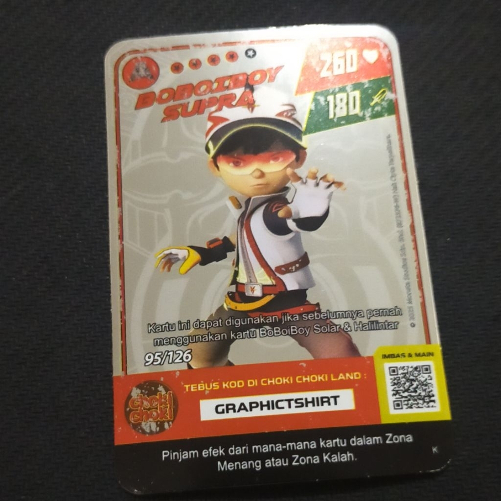 (DAMAGE PABRIK) Boboiboy Monsta Galaxy Card Boboiboy Supra Choki Choki (Silver)