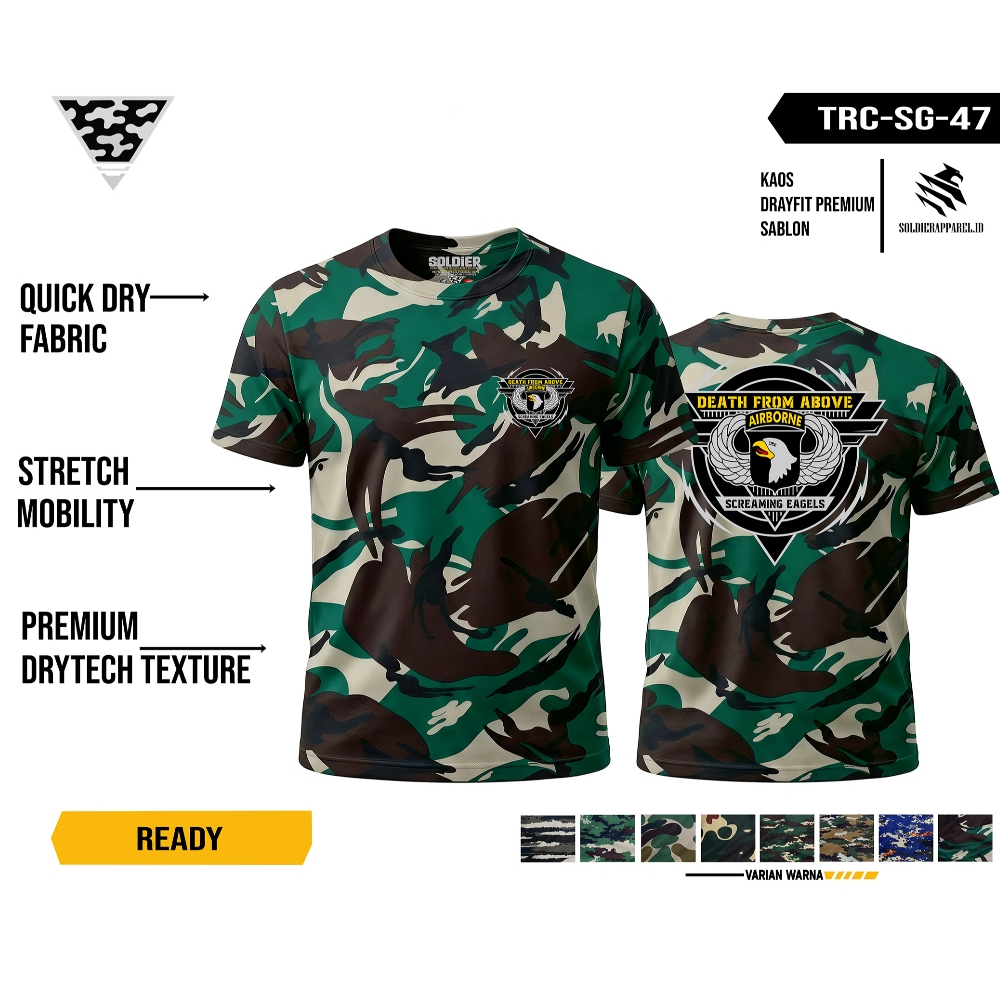 Kaos Loreng Dryfit Sablon Pria – Terrain Camo Series | Ringan, Stretch,
