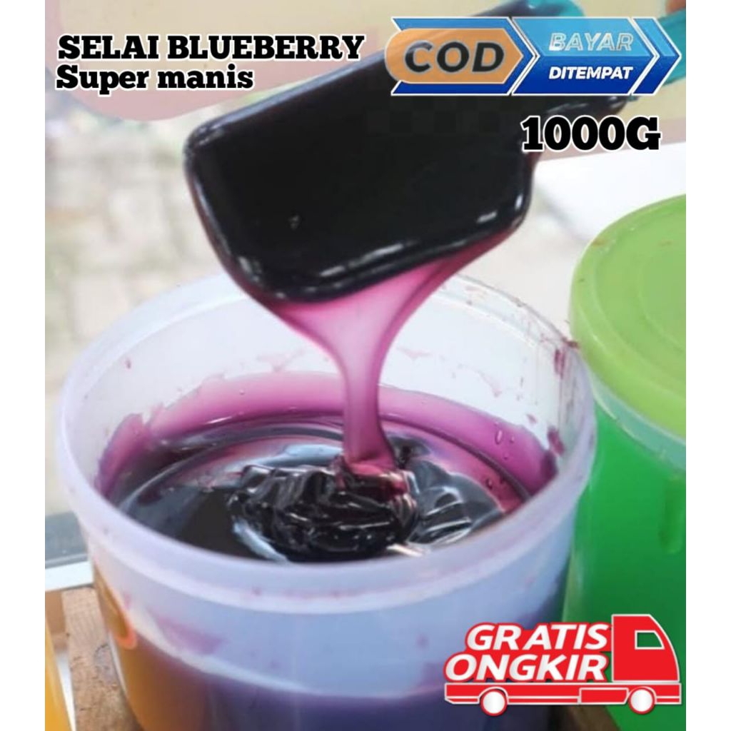 Selai Blueberry Super Kenyal Manis 1000g Kemasan Plastik Praktis Tahan Lama Varian Rasa Beragam Sela