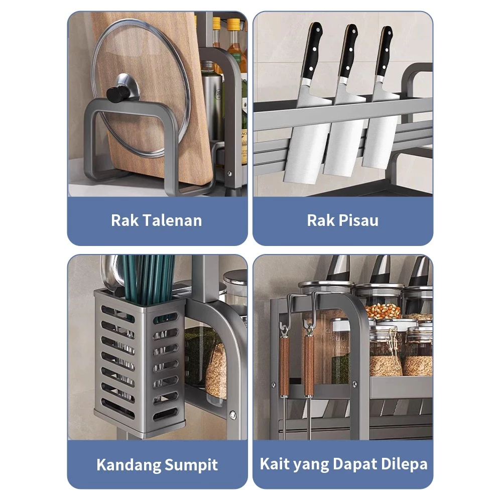 HOT SALE XUXU RAK BUMBU DAPUR RAK BOTOL BUMBU DAPUR RAK REMPAH BAJA KARBON RAK PENYIMPANAN BUMBU