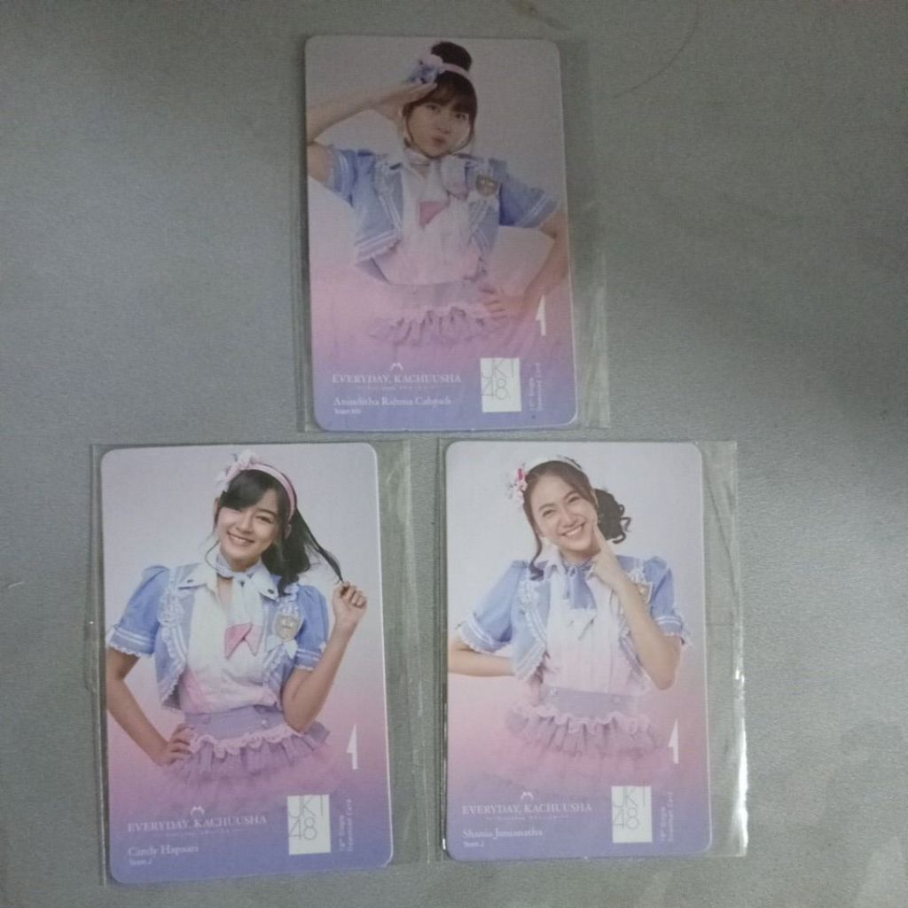 JKT48 EVERYDAY KACHUUSHA MUSIC CARD CINDY HAPSARI SHANIA JUNIANATHA ANINDITHA RAHMA CAHYADI PHOTOCAR