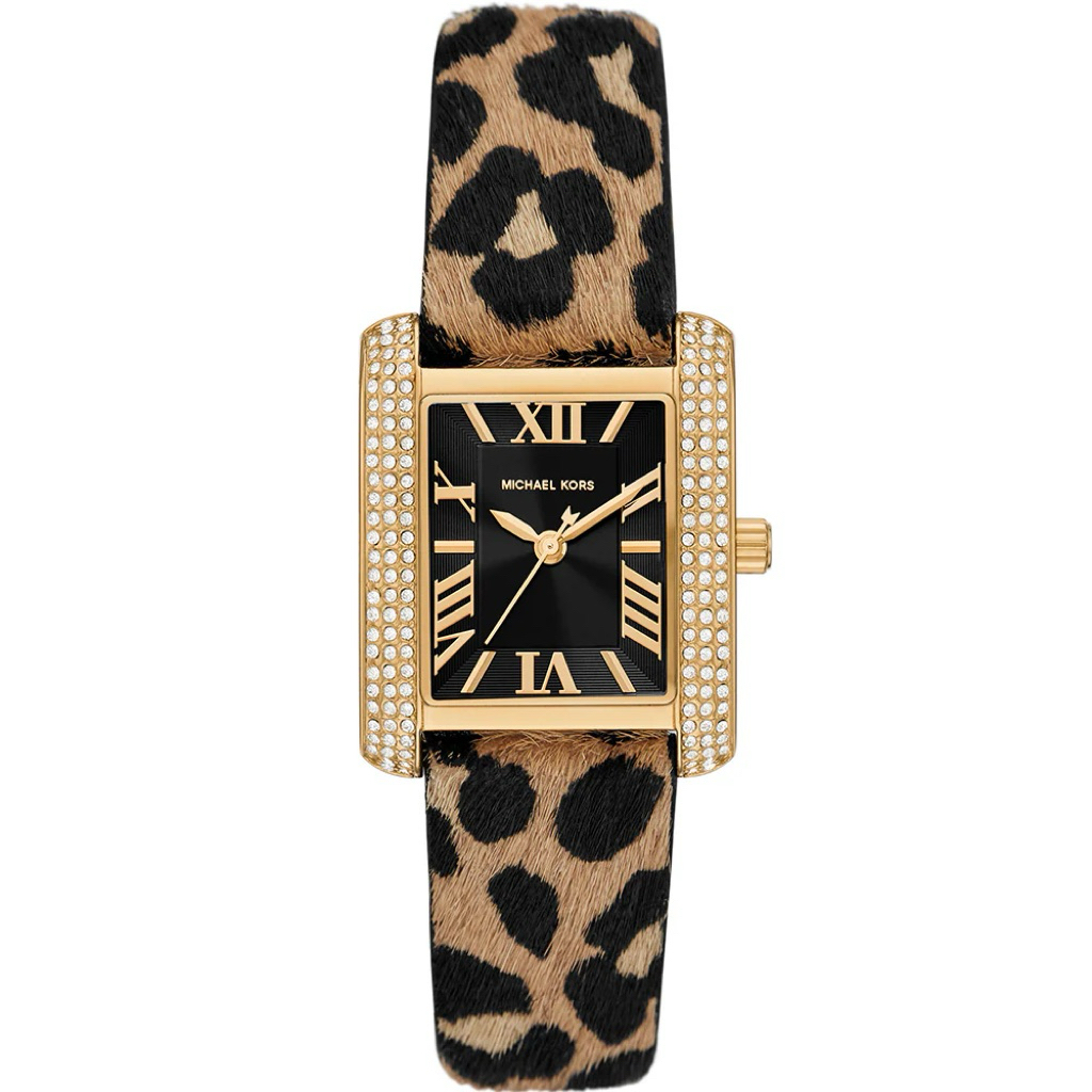 Jam Tangan Wanita MK7387 Emery Leopard Print Leather Strap