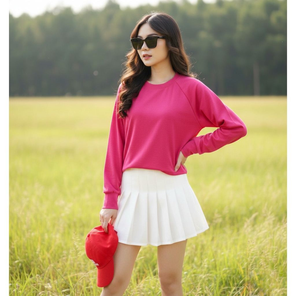 CROP TEE OVERSIZE KAOS POLOS CROP TOP LENGAN PANJANG HIJAB FRIENDLY