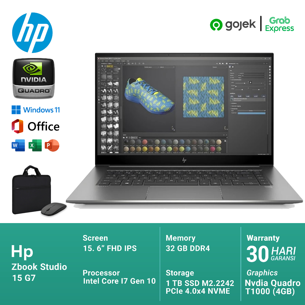 Laptop Hp Studio Zbook 15 G7 Core I7 Gen 10 | Dual Vga Nvdia Quadro T1000 VGA 4GB | Ram 64GB Ssd 2TB