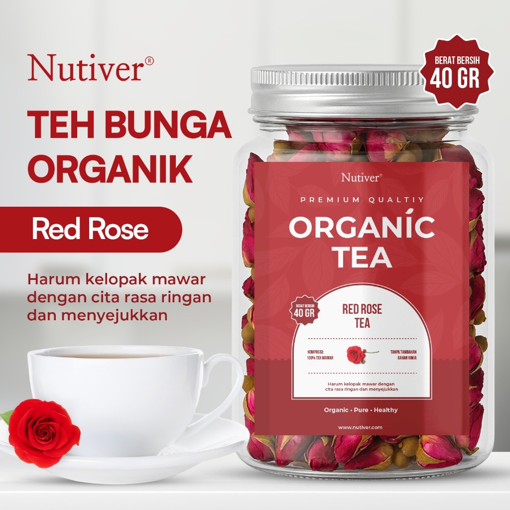 Teh Bunga Mawar Organik Kelopak Kering Aromatik Ringan Menyegarkan Tanpa Kafein 40 Gram