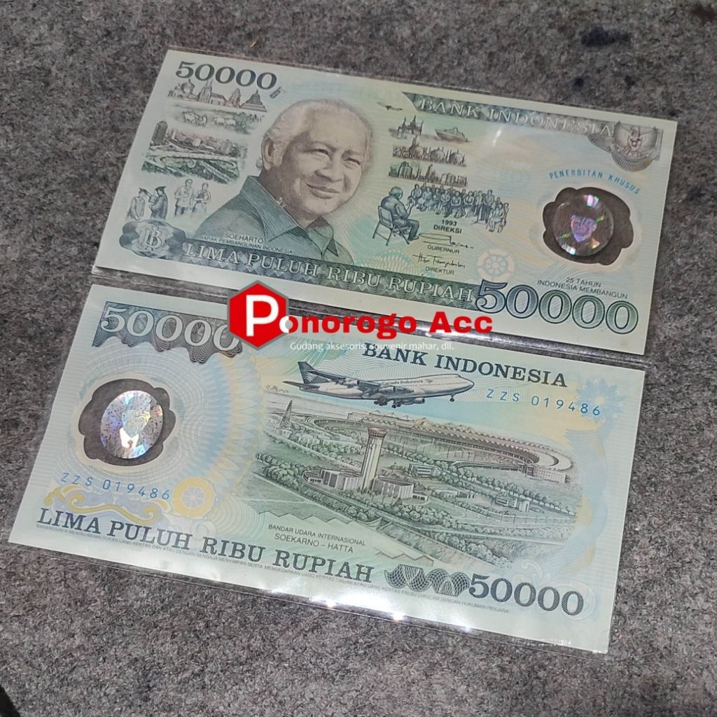 Uang Kuno 50rb Polymer Plastik Soeharto Tahun 1993 Pak Harto Mesem 50000 Lima Puluh Ribu Asli