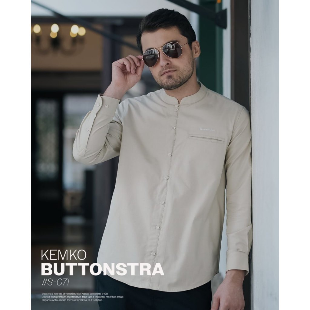 SAMASE Kemko Buttonstra S071 Baju Kemeja koko Lengan Panjang Pakaian Muslim Pria Laki laki Dewasa Wa