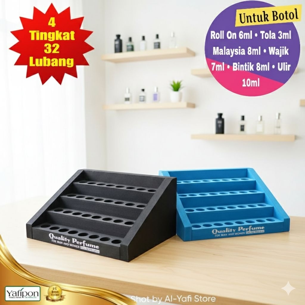 Tatakan Display Parfum Roll Tingkat 32 Lubang