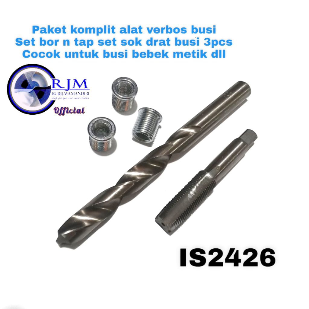 paket komplit verbos busi set tap n bor set sok drat busi pendek motor bebek n metik drat luar m14x1