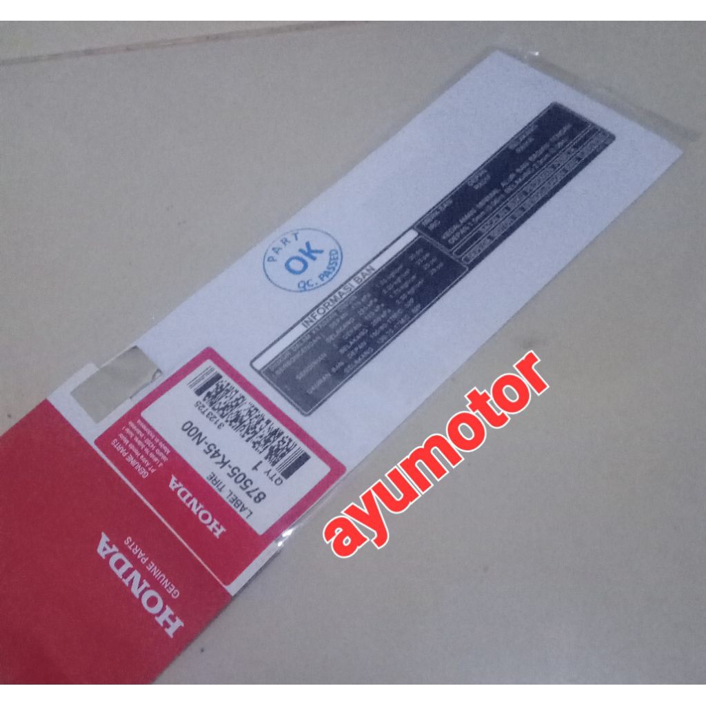 sticker stiker logo label tulisan tekanan ban label tire cb 150r k15G cb 150r k15M cbr 150r k45G cbr