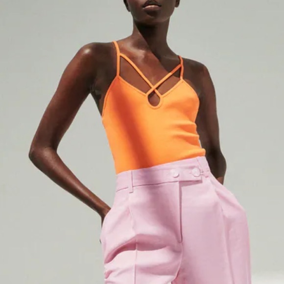 Zara Orange Keyhole Cross Strap Crop Top Tank