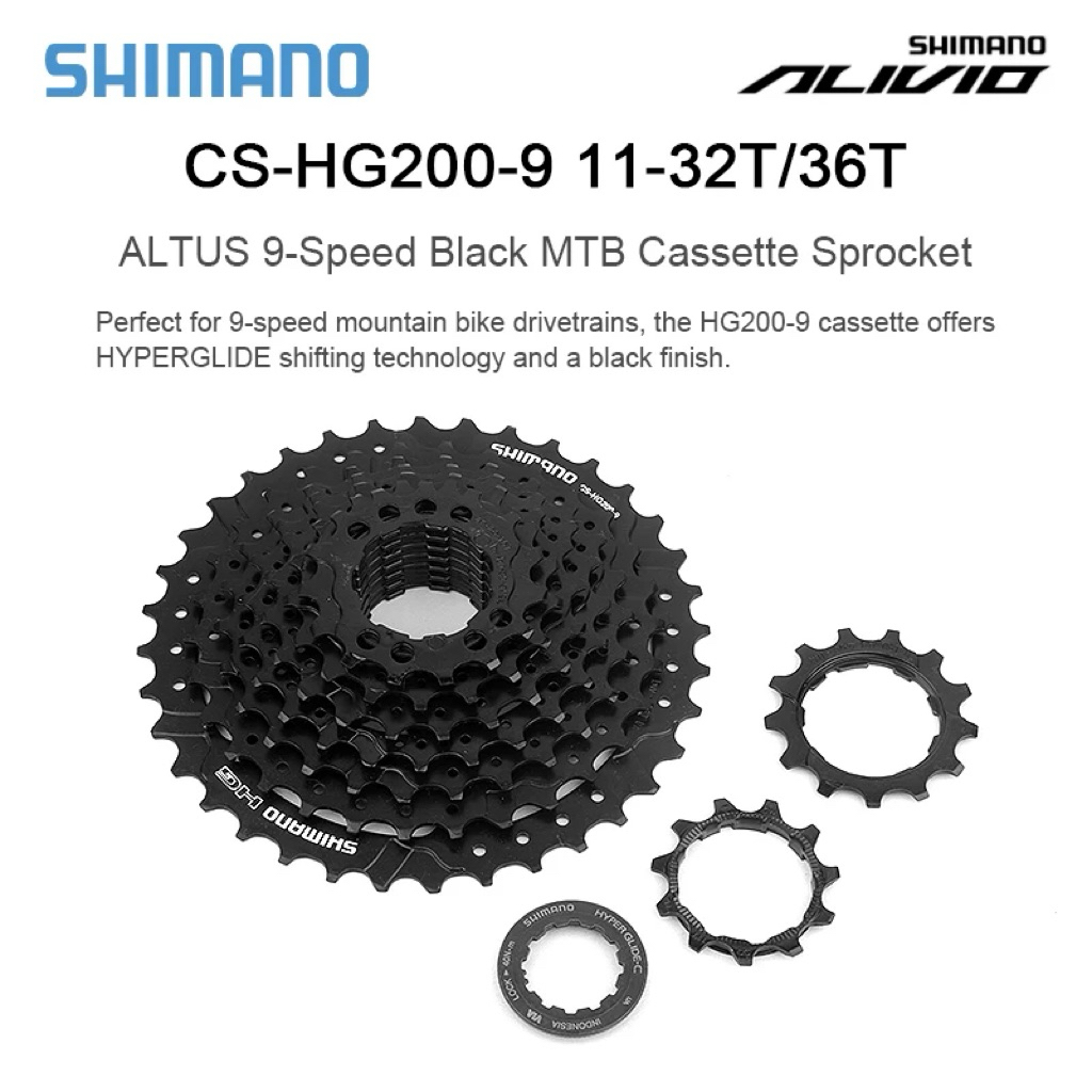 Shimano Alivio Sora Accera 9 Speed Cassette Sprocket CS-HG200 11-32T /36T 9-Speed Sepeda