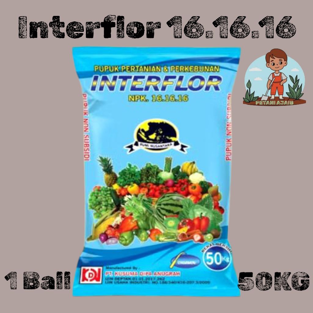 Pupuk NPK Interflor 161616 Kemasan 1Karung(50KG) Original Pabrik Bisa COD