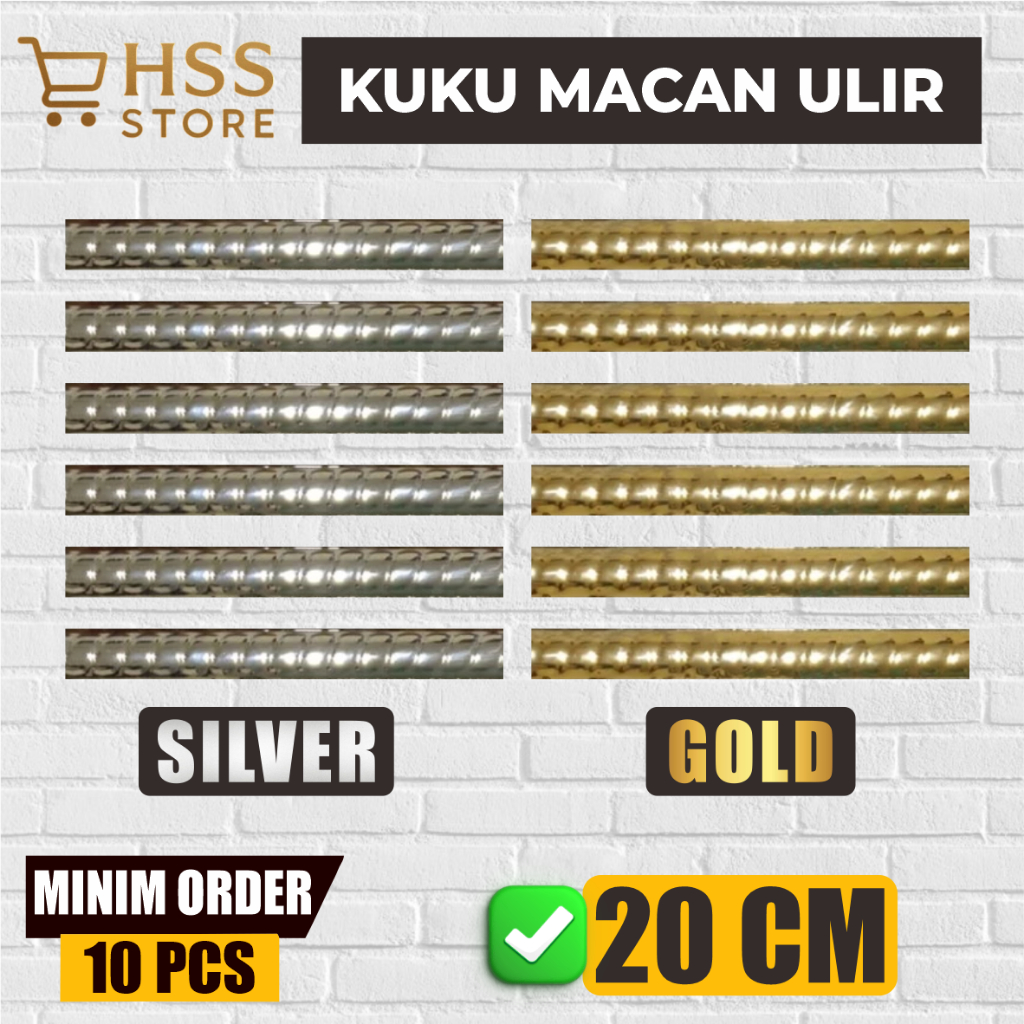 Kuku Macan Keramik Ulir Warna Silver dan Gold  20 cm / Kuku macan varian warna / kikir kuku macan / 