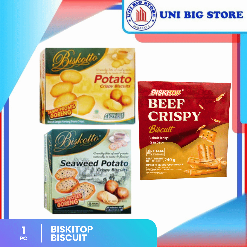 Biskotto Biscotto Potato Crispy Biscuits Original | Seaweed Rumput Laut Beef Crispy 360 gr 240 grBis