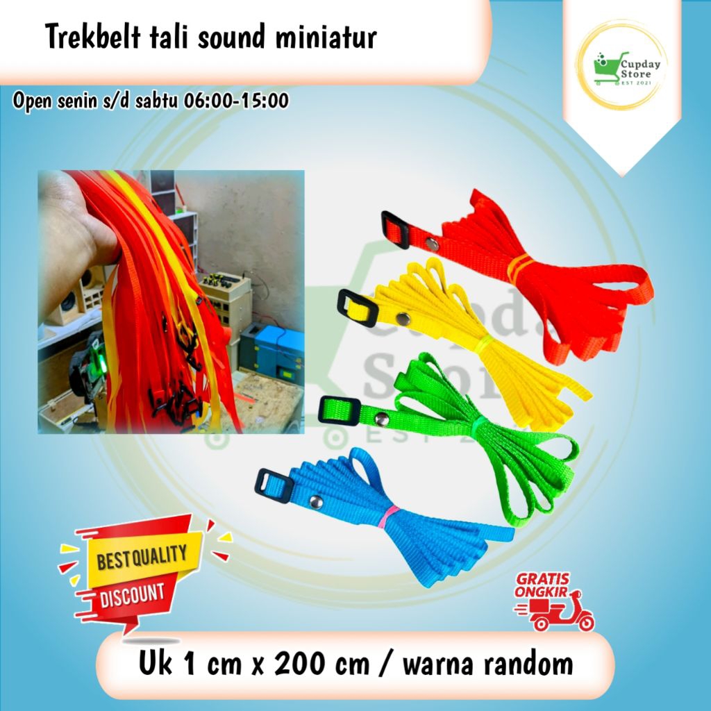 Trekbelt tali sound system miniatur,miniatur sound horeg 1cm x 200cm/Warna random
