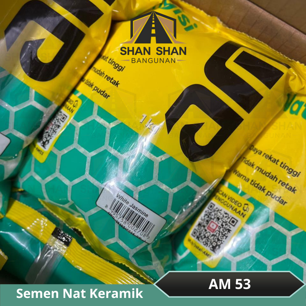 AM 53 - Semen Pengisi Nat Keramik Granit Warna PUTIH / Tile Grout 1 KG White Jasmine