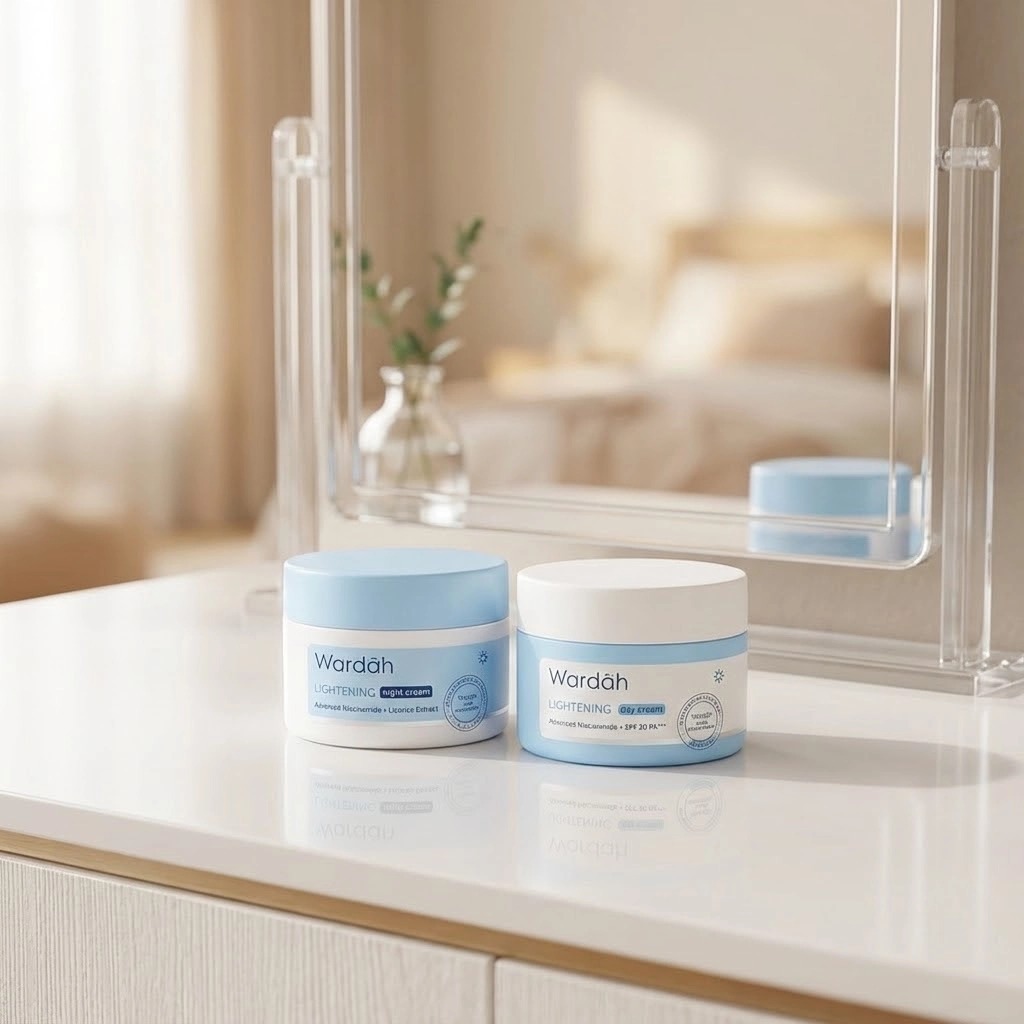WARDAH CREAM DAY & NIGHT 10G|Share injar Kirim Wajah Siang dan Malam Mencerahkan Kulit Wajah