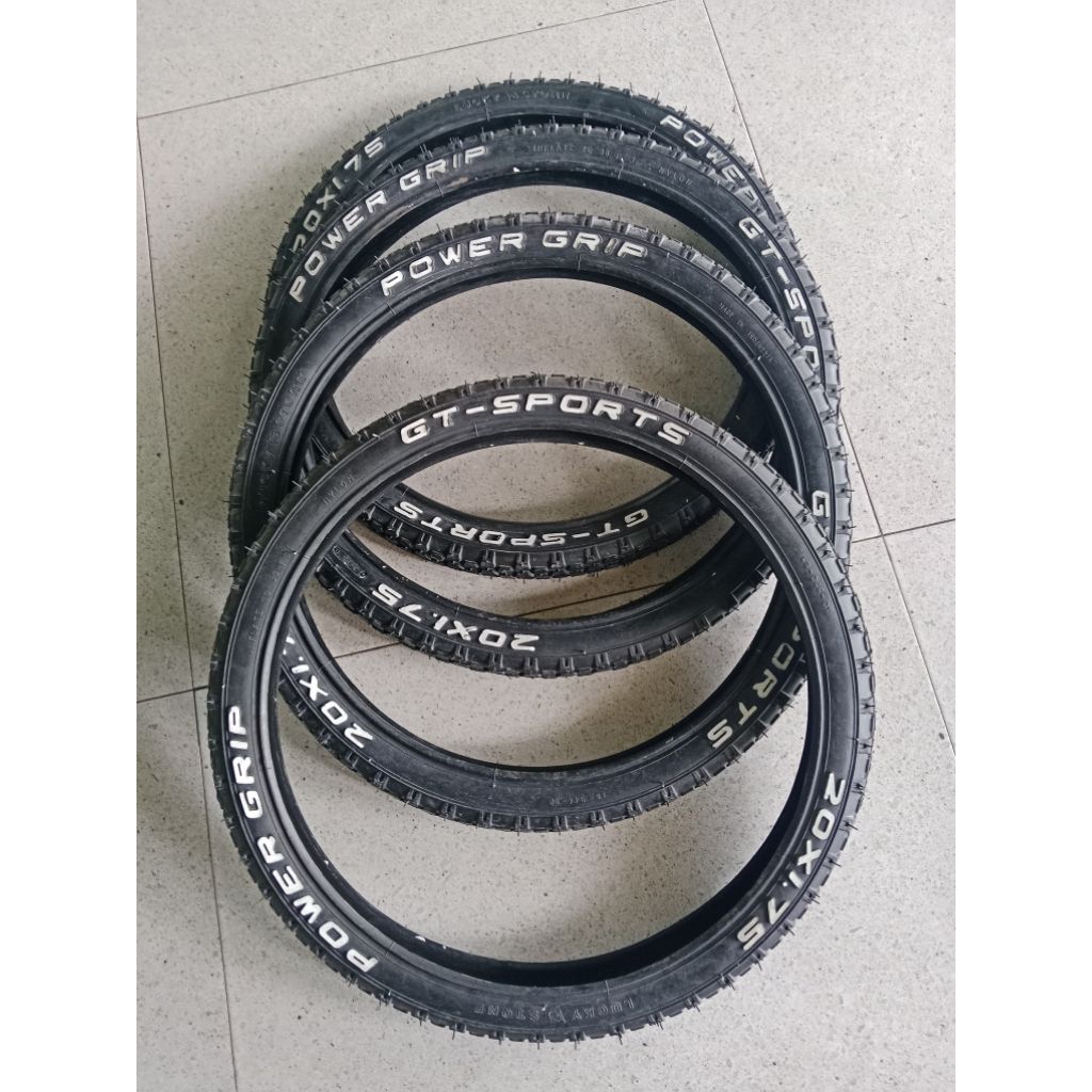 Ban luar sepeda LUCKY STONE 20 x 1.75 POWER GRIP GT-SPORTS hitam BMX mini lipat
