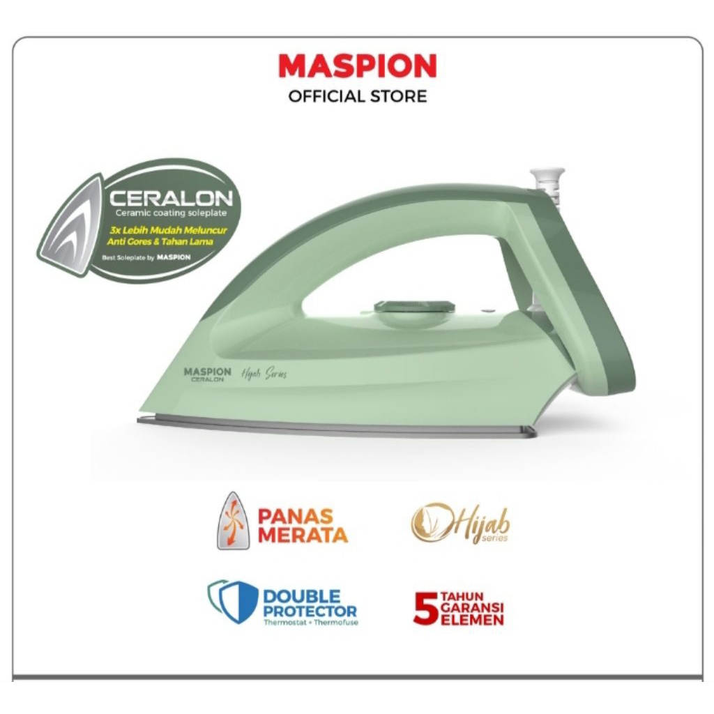 SETRIKA MASPION HA 365 SERIES HIJAB SETRIKA LISTRIK BAWAHAN CERAMIC COATING SETRIKA MASPION HA 365