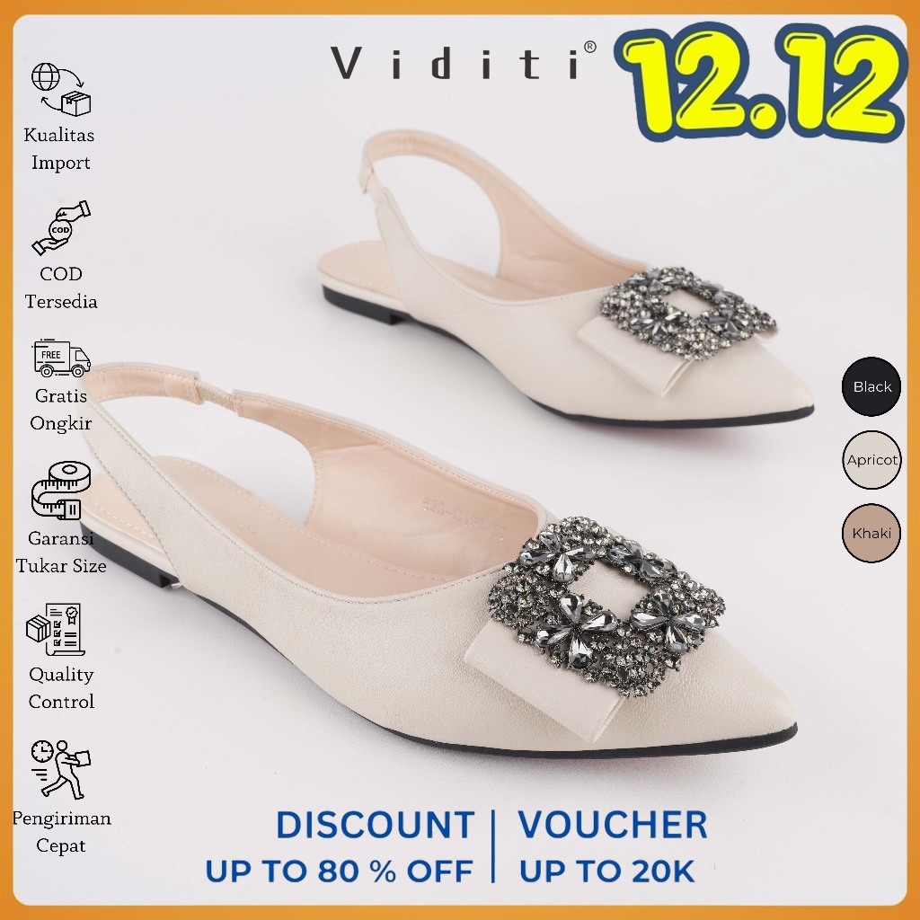 Viditi Popy Sling Back Flat Shoes | Shoes | Sepatu Import Wanita | Lepes | Teplek | Tali Belakang