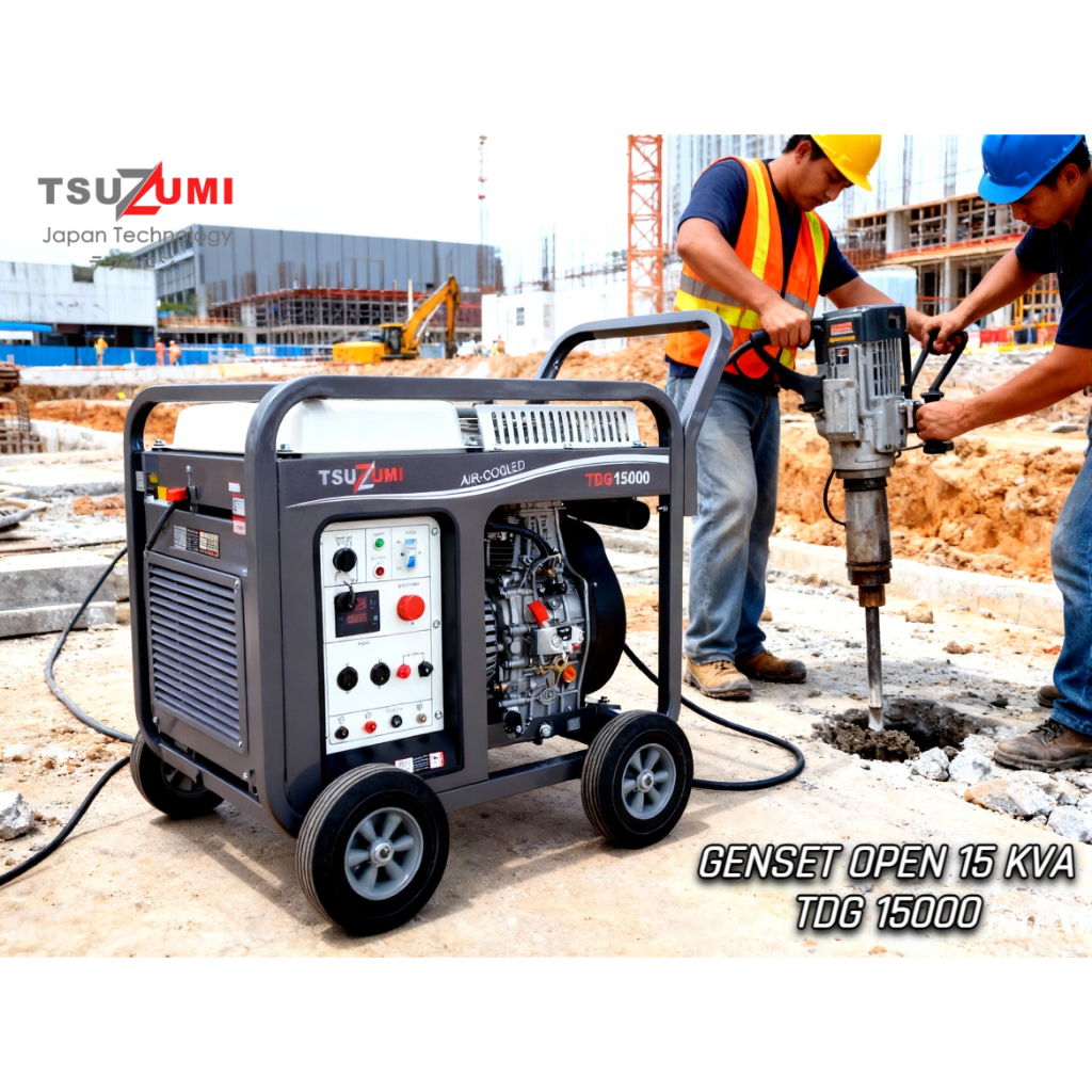 Genset Open 15 KVA Diesel 12000 Watt Tsuzumi TDG 15000 Japan Technology