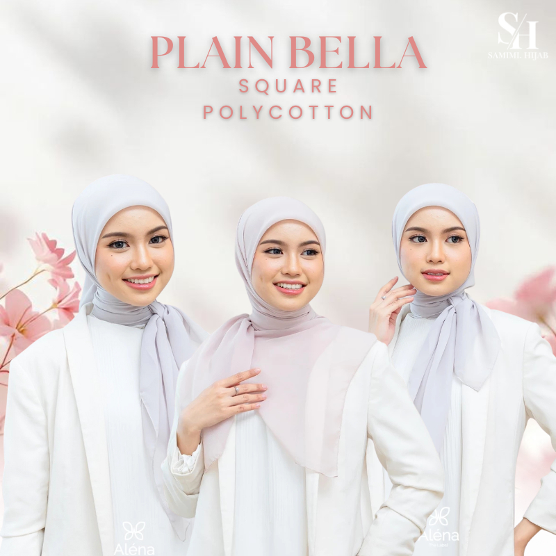 Hijab Bella Square Polycotton Premium- Kerudung Segiempat Plain Square Jilbab Daily 60 Warna - Samim