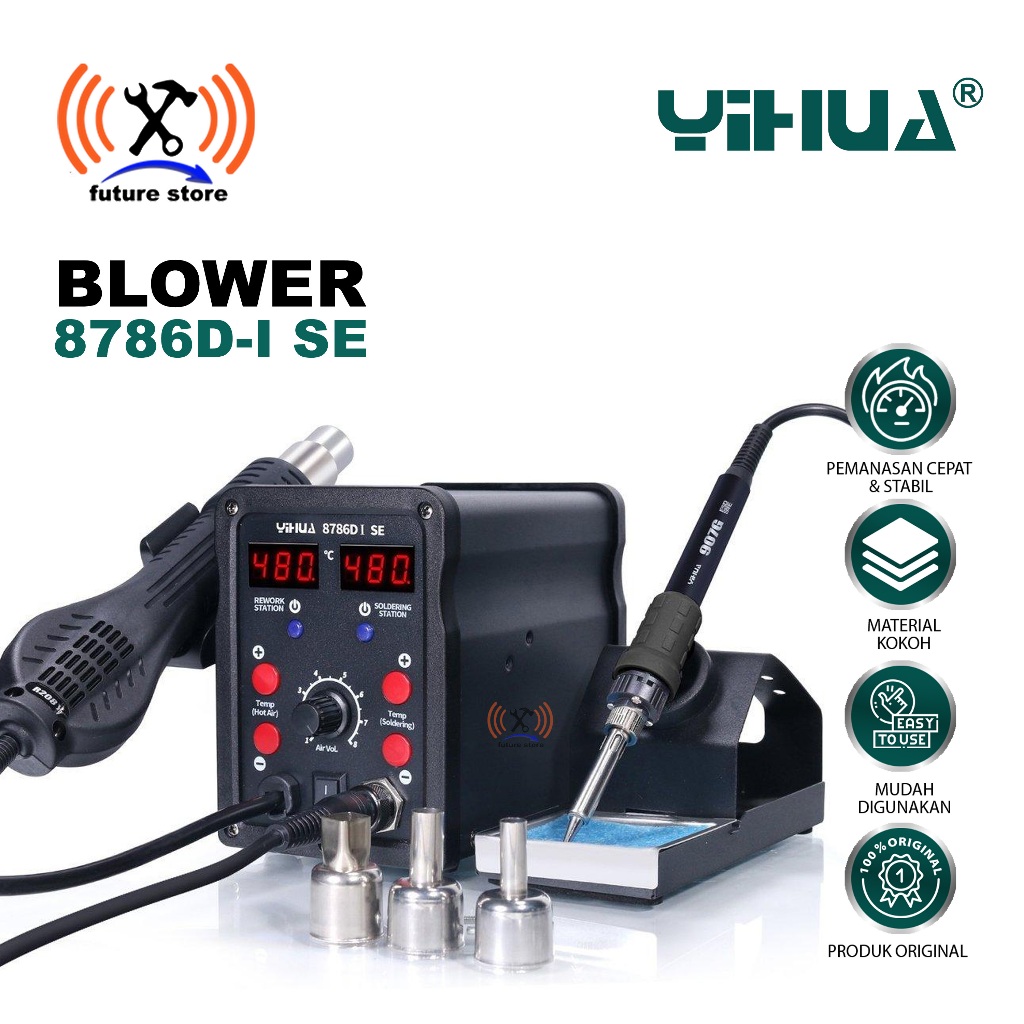 YIHUA 8786D-I SE SOLDER STATION BLOWER ANGIN PANAS ORIGINAL - MESIN HOT AIR YIHUA 8786D-I SE UNTUK S