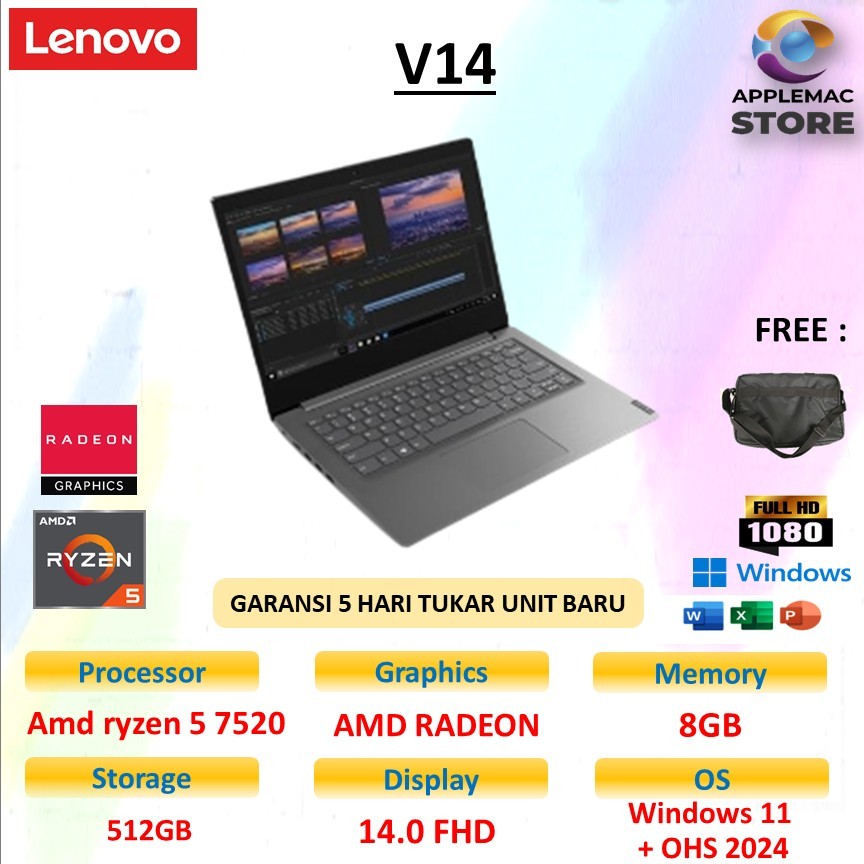 LENOVO V14 G4 RYZEN 5 7430 8GB 512GB W11+OHS 14.0FHD IPS GRY 2Y