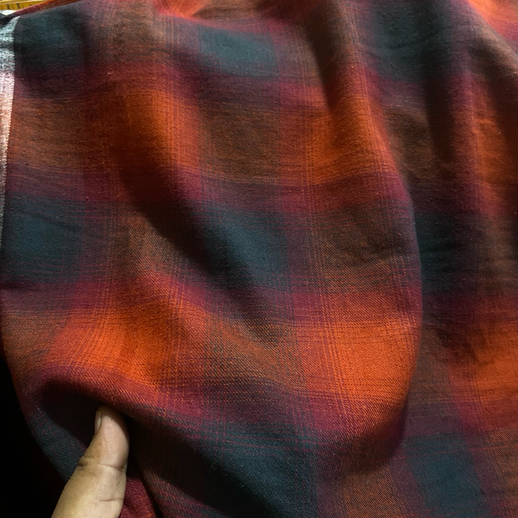 bahan kemeja kain katun flanel uniqlo katun flanel motif kotak-kotak kain meteran harga per 0.5 mete