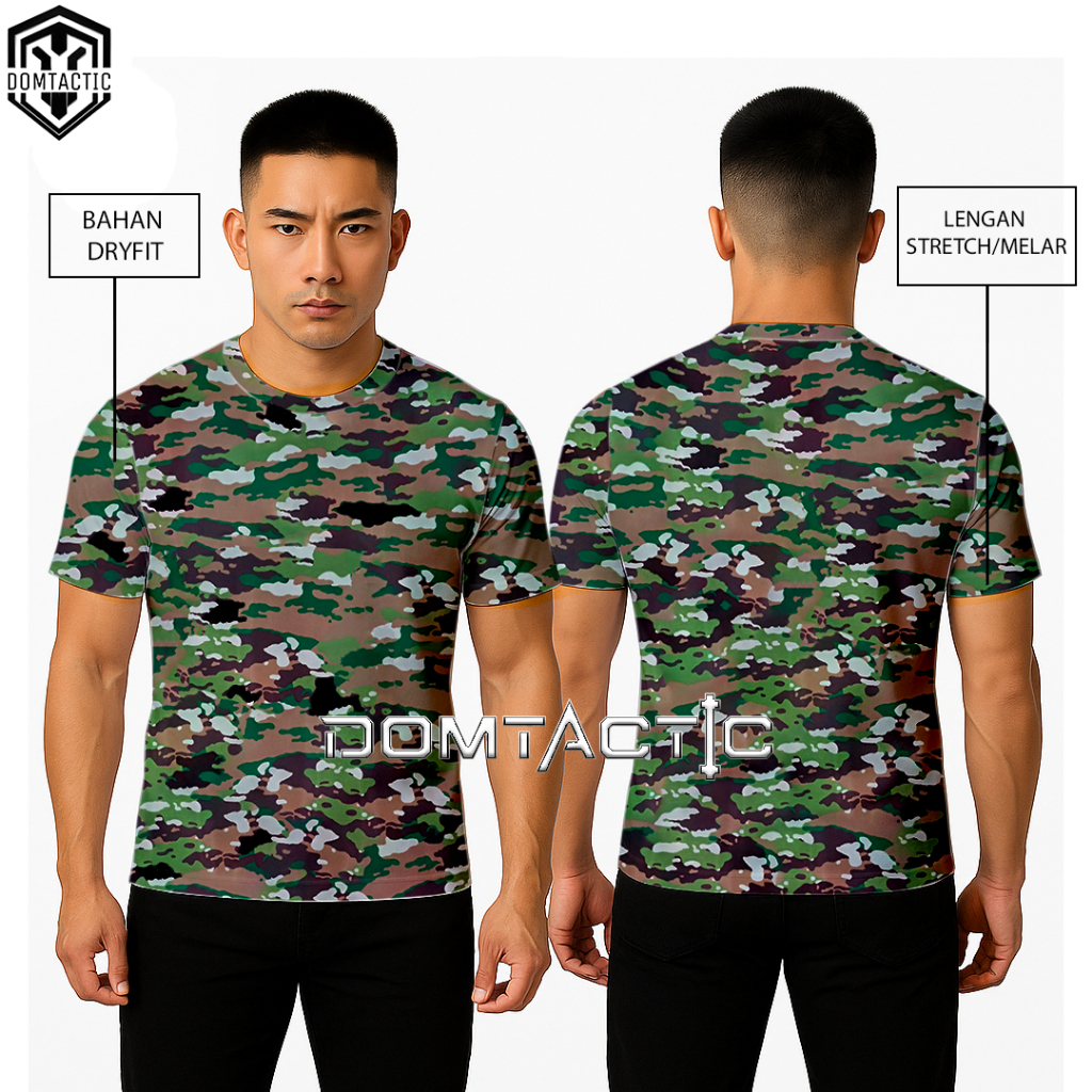 Kaos Loreng Kasad TNI AD Dryfit Lengan Pendek - Baju TNI Loreng Kasad Bahan Dryfit Terbaru