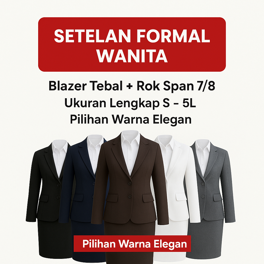 Setelan Jas Blazer Rok Pendek 7/8 Formal Dibawah Dengkul One Set Rok Pendek 3/4 Blazer Atasan One Se