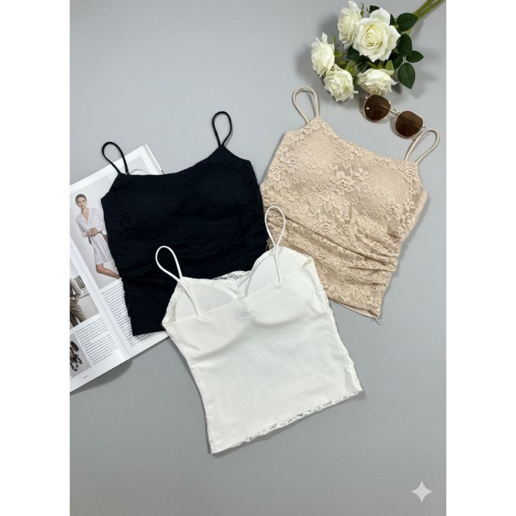Graciolacollection - Zia Tanktop Bra Renda Brukat Wanita | Bra Tanpa Kawat Korean Look | Bra Seamles