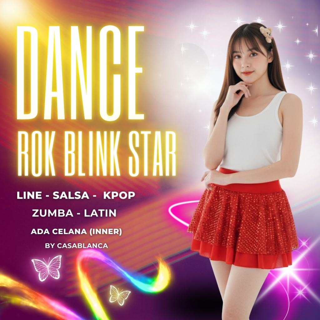 Rok Dance Wanita Cewek Line Salsa Zumba Kpop Latin Blink Star Nari Dansa Skirt Korea by Casablanca