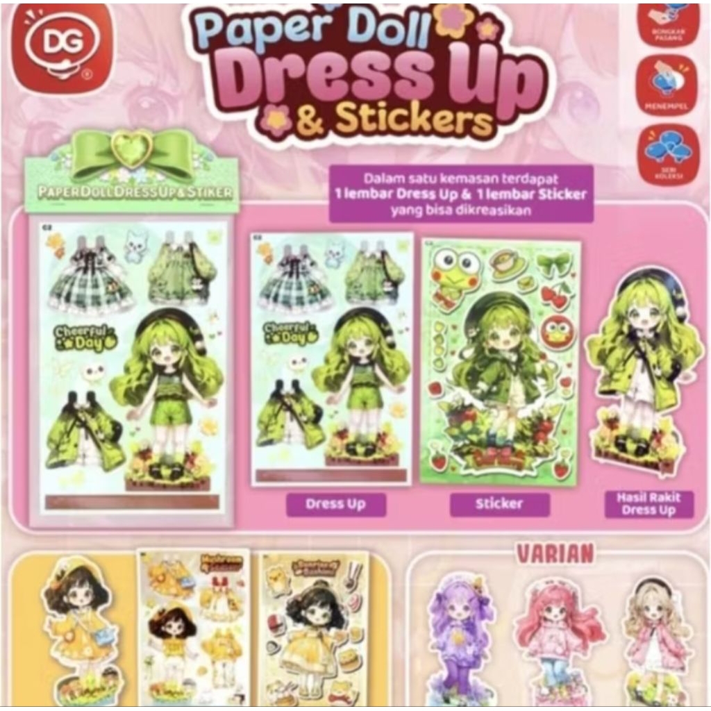 mainan anak perempuan paper doll dress up & sticker bongkar pasang BP DIY ( PAPER DOLL )