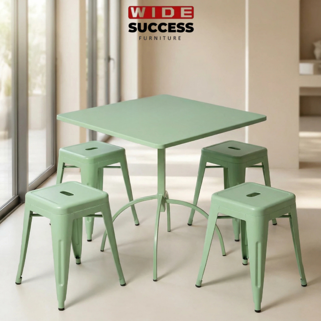 [set 1 Meja+ 4 Kursi]Warna Variatif,kombinasi meja dan kursi,meja persegi,kursi besi, outdoor, taman