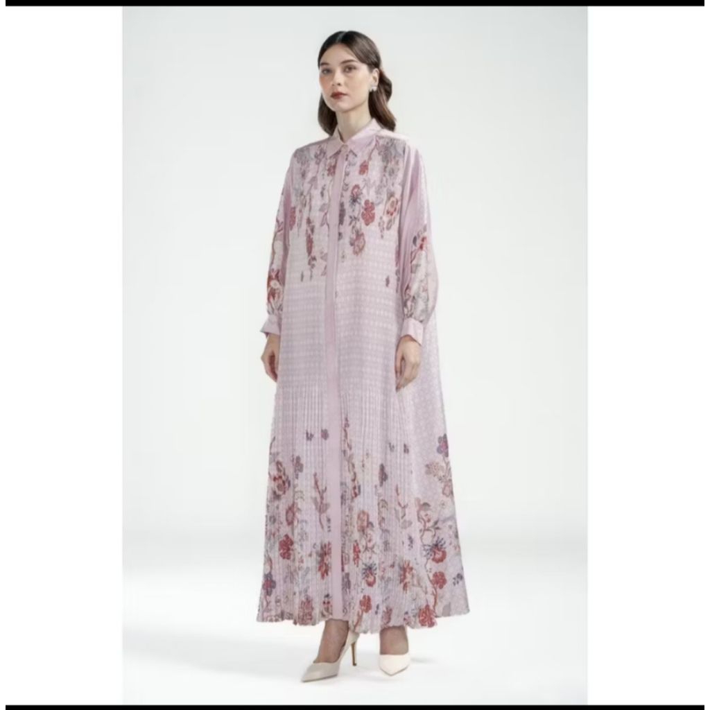 Benang jarum - festive finesse pleated dress-blush