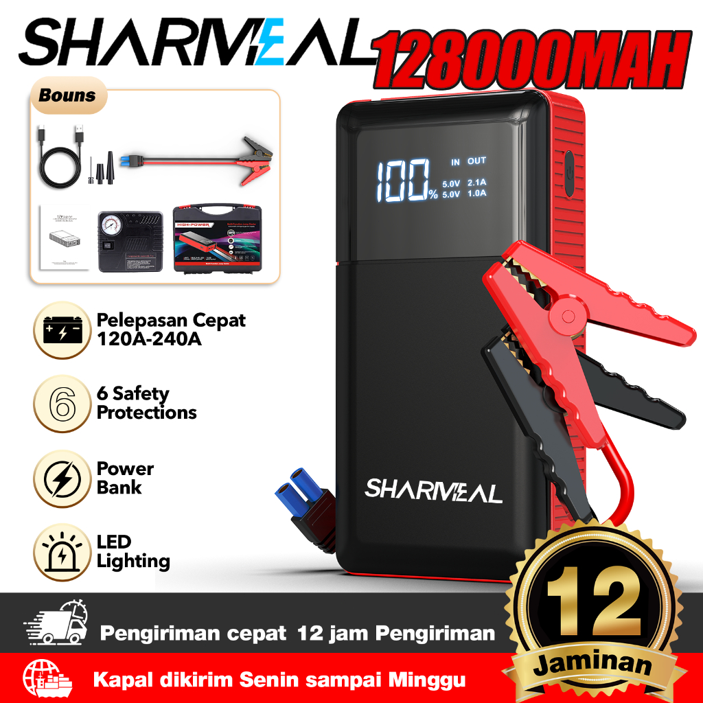 128000mAh Jump Starter Jumper Aki Mobil Powerbank Car Jump Starter-108000mah jump