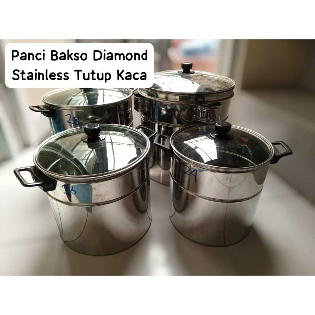 DIAMOND Panci Dandang Bakso Stainless Tutup Kaca